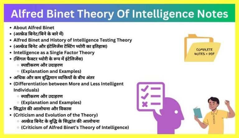 Alfred Binet Theory Of Intelligence Notes In Hindi (PDF)