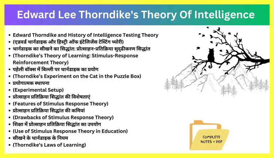 Thorndike-Theory-Of-Intelligence-Notes-In-Hindi